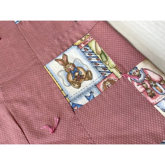 Vintage Handmade Throw Blanket Quilt Bunnies Rabbits Baby Child Pink Patchwork - Picture 6 of 9